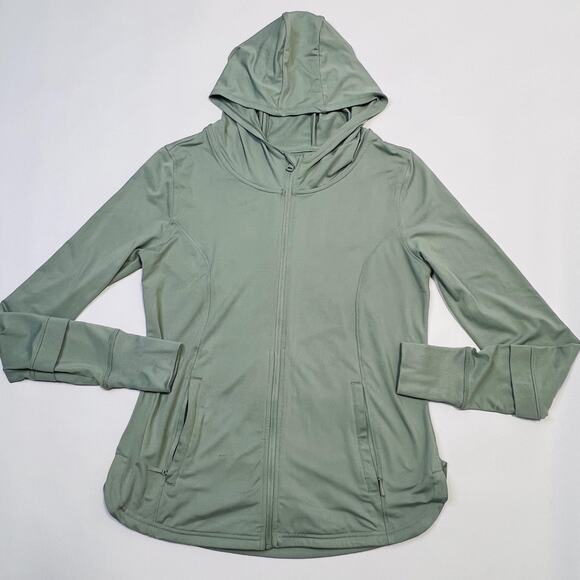 7Diamonds Core Jacket Womens Small Green Full Zip Hoodie Stretch Thumb Holes - Picture 5 of 13